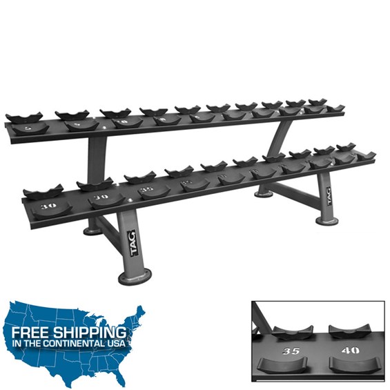 Tag 2 Tier Saddle Dumbbell Rack with Laser Cut Numbers 5-50 | Full ...