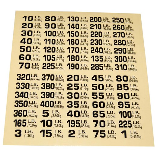 Weight Stack Decals - Black FW160BK | Full Circle Padding