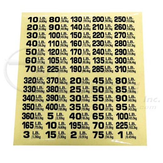 Weight Stack Decals - Black FW160BK | Full Circle Padding